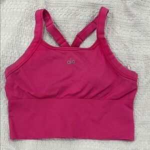 ALO Yoga Hot Pink Ribbed Sports Bra